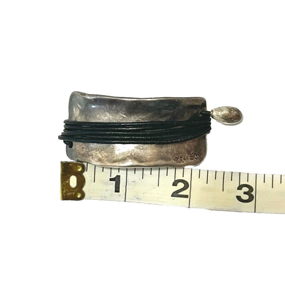 Uno De 50 Bracelet Wide Silver Brown Leather Unisex - Picture 2 of 4